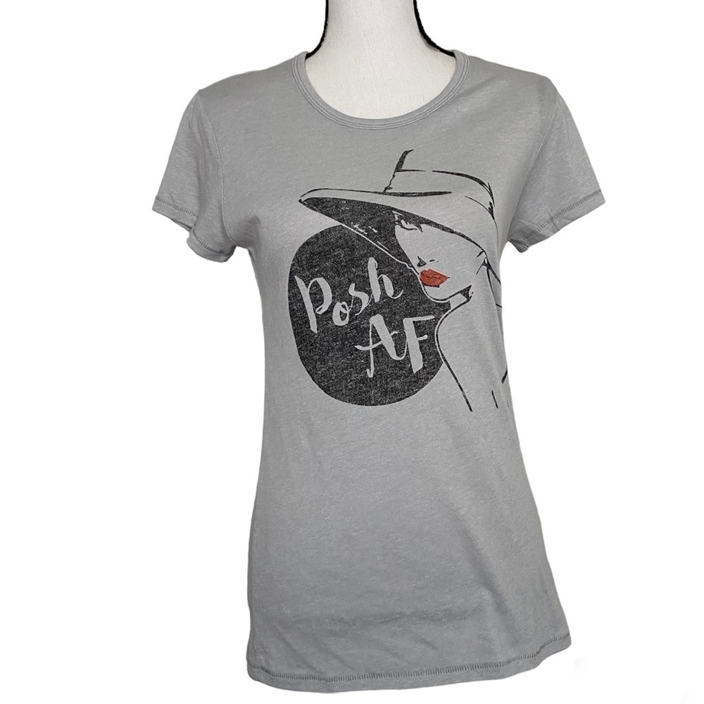 Posh AF Short Sleeve Gray Custom Tee Size Medium